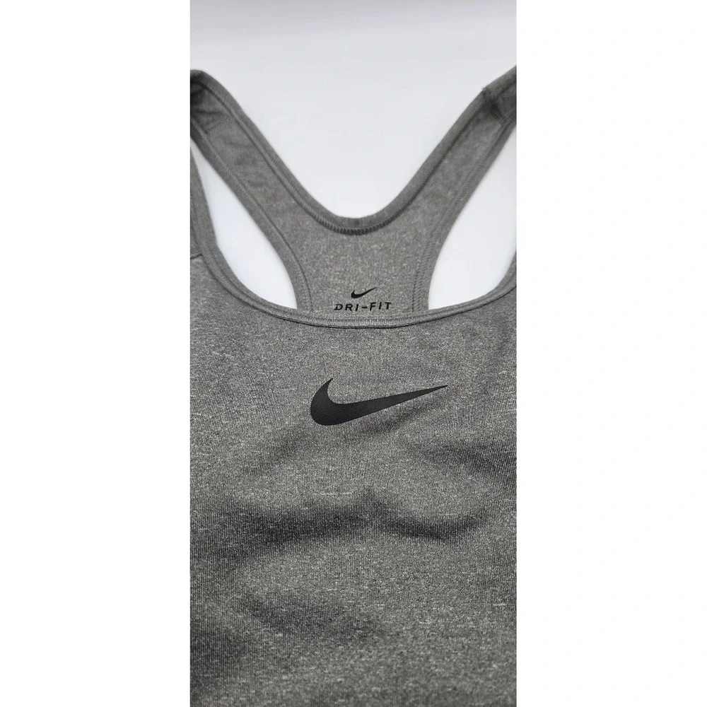 Nike Pro Classic Women Sports Bra L Gray Dri-FIT Compression Racerback